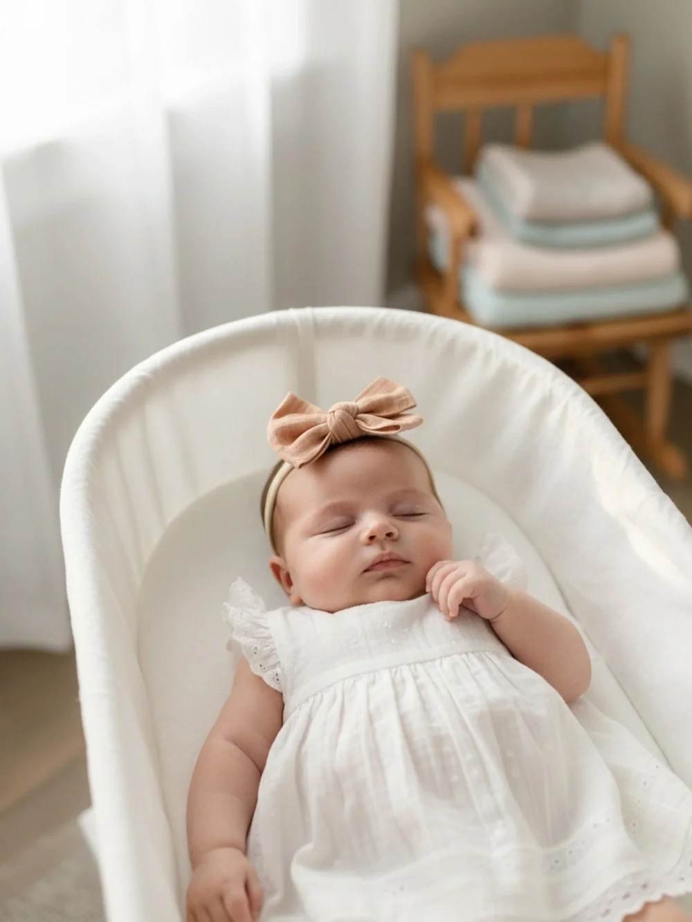 Handmade Baby Hair Bows Set of 3 | Stretchy Nylon Headbands | Soft Linen Texture
